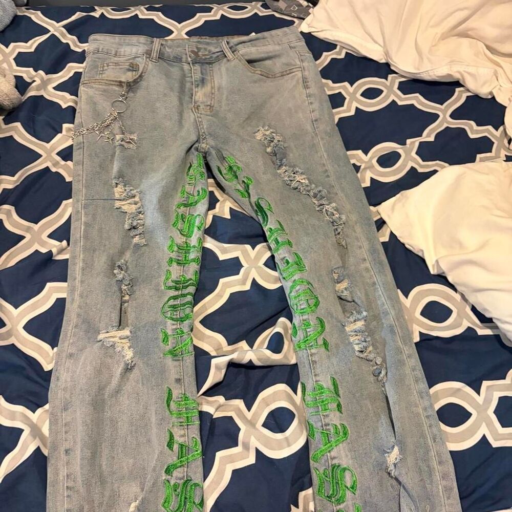 Shein Men's Blue and Grey Jeans